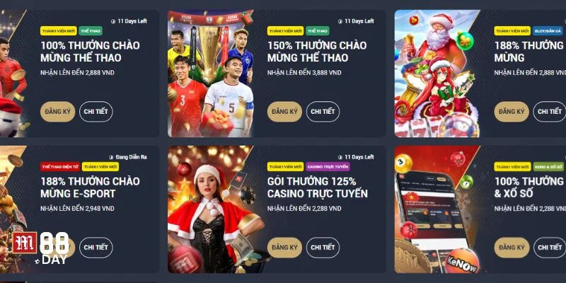 Sự kiện khuyến mãi ngập tràn chỉ có tại nhà cái M88. 